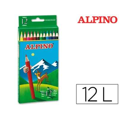 ALPINO Lapices de Colores Alpino 654 Caja de 12 Colores Largos