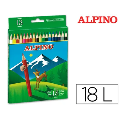 ALPINO Lapices de Colores Alpino 656 Caja de 18 Colores Largos