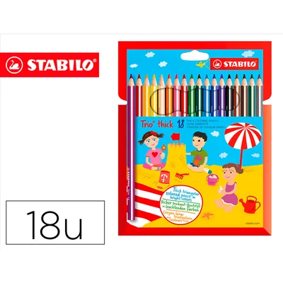 STABILO Lapices de Colores Stabilo Trio Punta Gruesa Caja de 18 Colores Escolar
