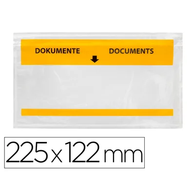 Q-CONNECT Sobre Autoadhesivo Q-Connect Portadocumentos Multilingue 225X122 MM Ventana Totalmente Transparente Paquete de 100
