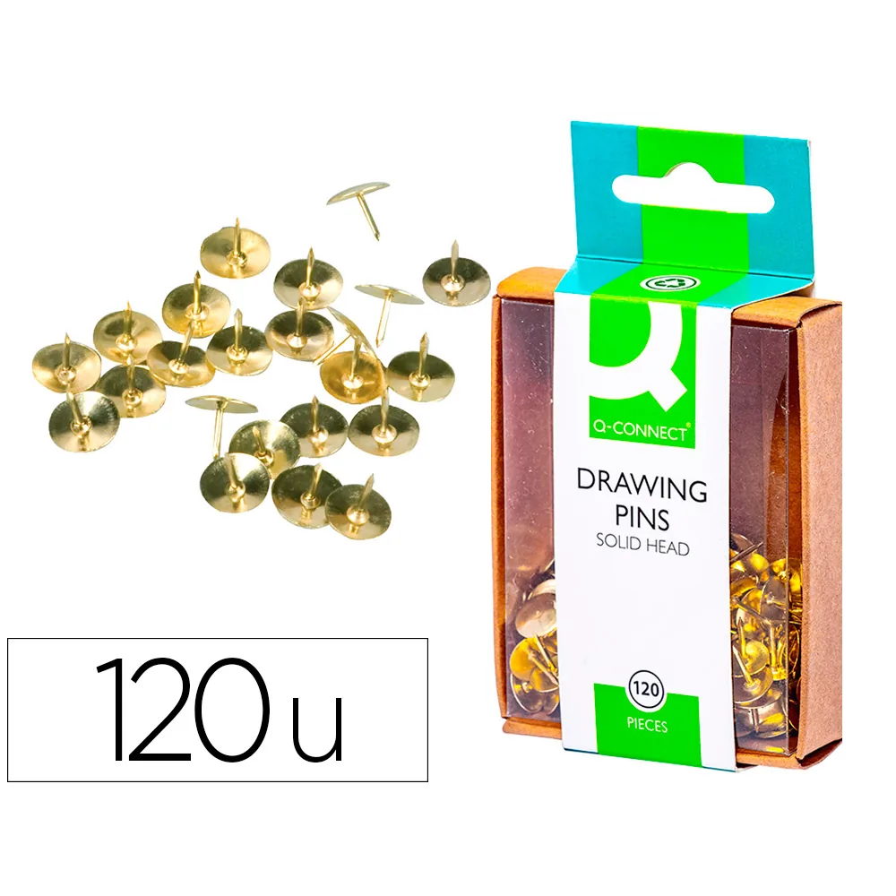 Chincheta Q-Connect Dorada Caja de 120 Unidades