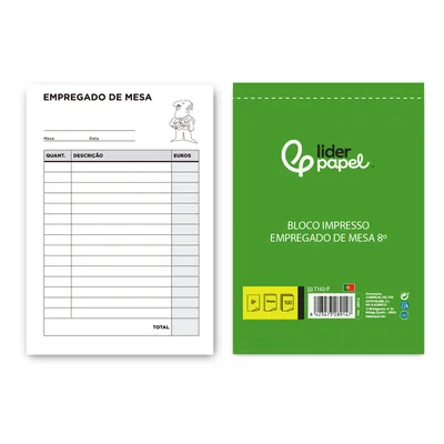 LIDERPAPEL Talonario Liderpapel Camarero Octavo Sin Iva 102 Texto en Portugues