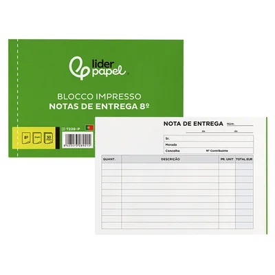 LIDERPAPEL Talonario Liderpapel Entregas Octavo Apaisado 228 Duplicado -texto en Portugues
