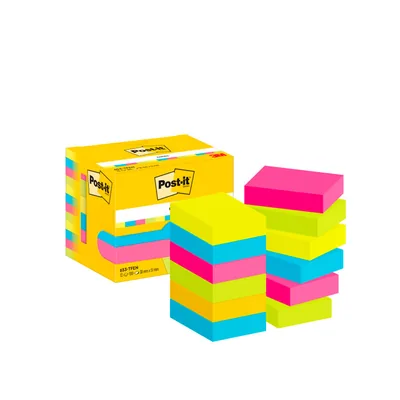 POST-IT Bloc de Notas Adhesivas Quita y Pon Post-It 38X51 MM Neon Pack de 12 Blocs Surtido
