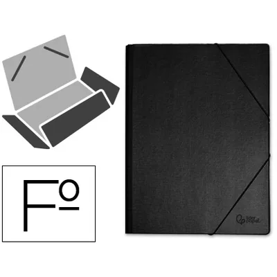 PLA Carpeta Liderpapel Gomas Tres Solapas Plastico Folio Color Negro
