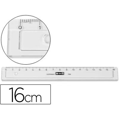 MOR Regla M+r 16 CM Plastico Transparente con Bisel
