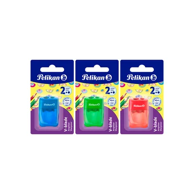 PELIKAN Sacapuntas Pelikan 2 Usos V-blade Plastico con Desposito Extra Grande Blister de 1 Unidad