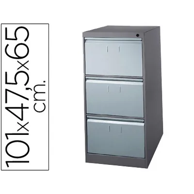 BLANCA Fichero Cajones de Suelo Metalico de 3 Cajones 101 ALTO,65 Prof. 47,5 Ancho Color Gris n.1375