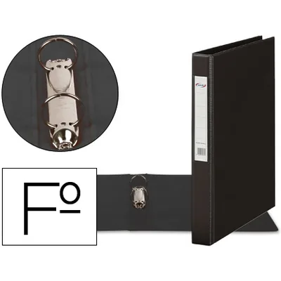 PARDO Carpeta 2 Anillas 25 MM Plastico Pardo Folio Negro