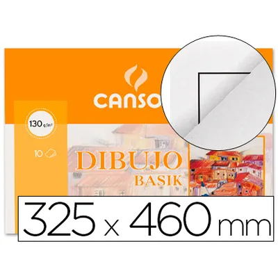CANSON Papel Dibujo Basik DIN A3+ 32,5X 46 CM con Recuadro Minipack de 10 Hojas