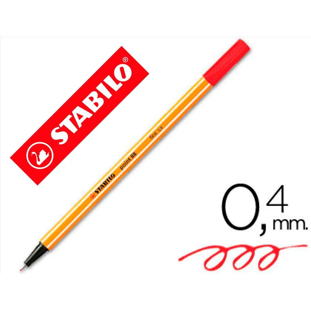 Rotulador Stabilo Punta de Fib Ra Point 88 Rojo Punta Fina 0,4MM