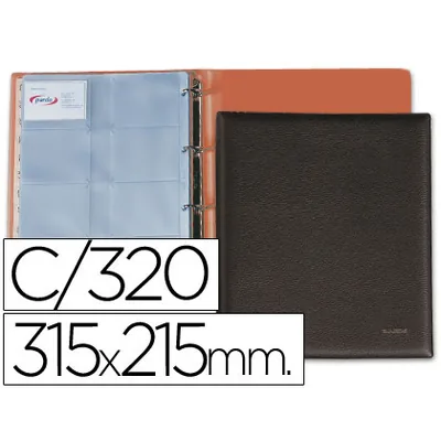 PARDO Tarjetero Pardo Folio 4 Anillas Similpiel Negro para 320 Tarjetas 320X275 MM