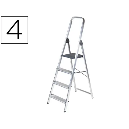 Escalera Q-Connect de Aluminio 4 Peldaños 860X462X1470 MM Peso Maximo 150 KG EN-131