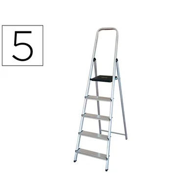 Q-CONNECT Escalera Q-Connect de Aluminio 5 Peldaños 1062X483X1675 MM Peso Maximo 150 KG EN-131