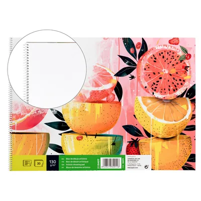 ARTIST Bloc Dibujo Liderpapel Artistico Frutal Espiral 230X325 MM 20 Hojas 130G/M2 Sin Recuadro Perforado
