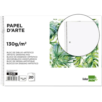 ARTIST Bloc Dibujo Liderpapel Artistico Espiral 230X325MM 20 Hojas 130G/M2 Sin Recuadro 2 Taladros Perforado
