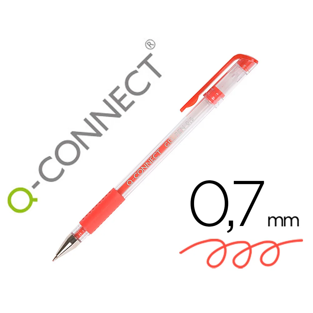 Boligrafo Q-Connect Tinta Gel Rojo 0,7 MM Sujecion de Caucho