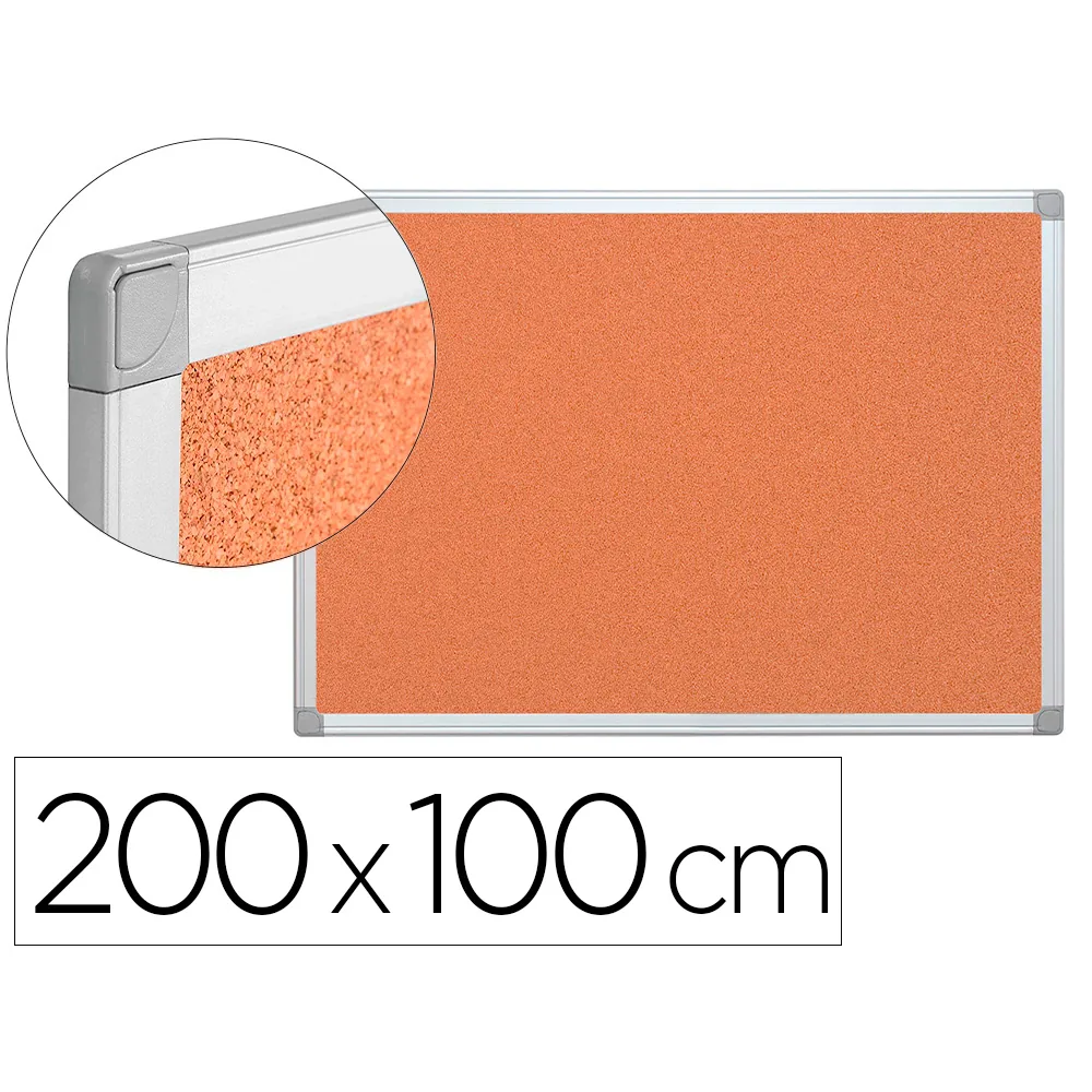 Pizarra Corcho Q-Connect Marco de Aluminio 200X100 CM Extra Corcho 5 MM
