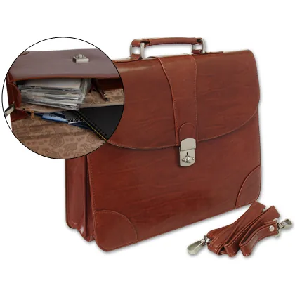 Cartera Portadocumentos Q-Connect KF02610 con Correa y Dptos Interiores Marron