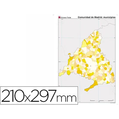 TEIDE Mapa Mudo Color DIN A4 Comunidad de Madrid Politico