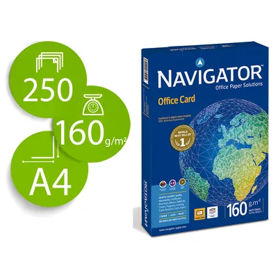 NAVIGATOR Papel Fotocopiadora Navigator DIN A4 160 Gramos Papel Multiuso Ink-jet y Laser Paquete de 250 Hojas