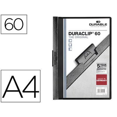 DURABLE Carpeta Duraclip Dossier Pinza Lateral Negro Capacidad 60 Hojas
