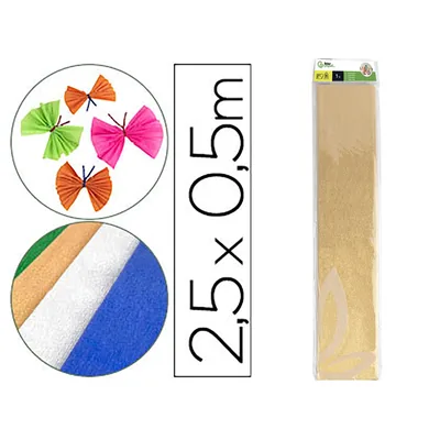 LIDERPAPEL Papel Crespon Liderpapel 50 CM X 2.5M Metalizado Oro