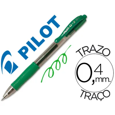PILOT Boligrafo Pilot G-2 Verde Tinta Gel Retractil Sujecion de Caucho