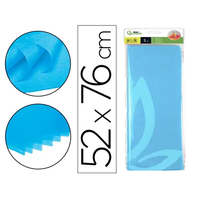 LIDERPAPEL Papel Seda Liderpapel 52X76CM 18G/M2 Bolsa de 5 Hojas Celeste