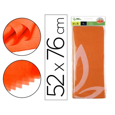 LIDERPAPEL Papel Seda Liderpapel 52X76CM 18G/M2 Bolsa de 5 Hojas Naranja