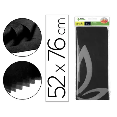 LIDERPAPEL Papel Seda Liderpapel 52X76CM 18G/M2 Bolsa de 5 Hojas Negro