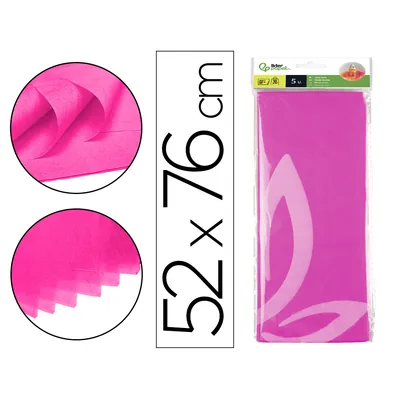 LIDERPAPEL Papel Seda Liderpapel 52X76CM 18G/M2 Bolsa de 5 Hojas Rosa Fuerte