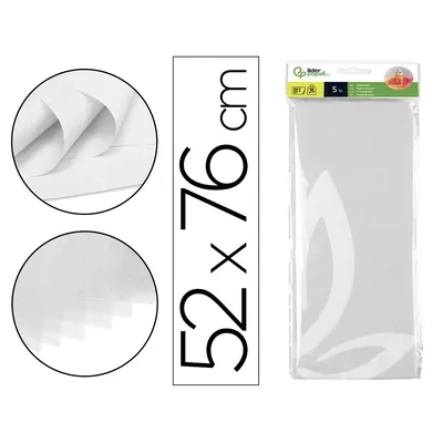 LIDERPAPEL Papel Seda Liderpapel 52X76CM 18G/M2 Bolsa de 5 Hojas Blanco