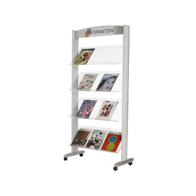 PAPERFLOW Expositor Paperflow de Suelo Metalico Baldas Transparentes 4 Estantes