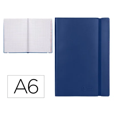 LIDERPAPEL Libreta Indice Liderpapel Similpiel A6 120 Hojas 70GR Color Azul