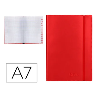 LIDERPAPEL Libreta Indice Liderpapel Similpiel A7 120 Hojas 70GR Color Rojo