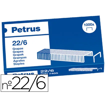 Grapas Petrus Nº 22/6 Cobreadas Caja de 1000 Unidades