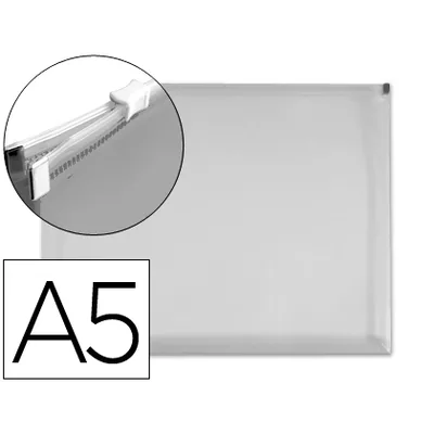 SIE Carpeta Dossier Liderpapel A5 Cierre de Cremallera Transparente