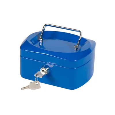 Q-CONNECT Caja Caudales Q-Connect 6" 152X115X80 MM Azul con Portamonedas