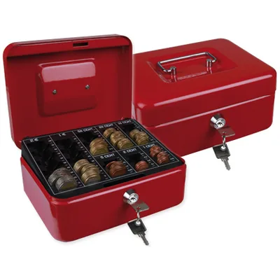 Q-CONNECT Caja Caudales Q-Connect 8" 200X160X90 MM Roja con Portamonedas