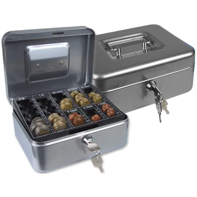 Q-CONNECT Caja Caudales Q-Connect 8" 200X160X90 MM Plata con Portamonedas