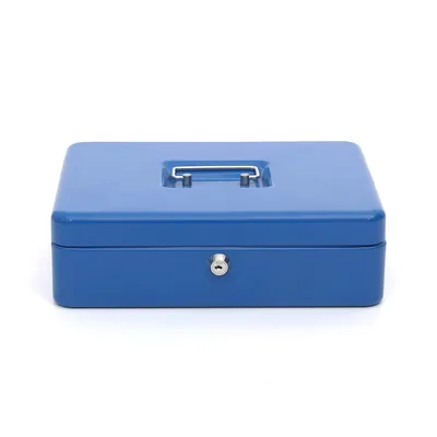 Q-CONNECT Caja Caudales Q-Connect 12" 300X240X90 MM Azul con Portamonedas
