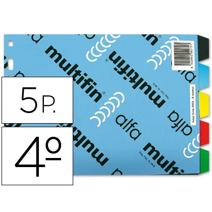 Separador Multifin 3003 Plastico Cuarto Apaisado 5 Pestañas 215X155 MM