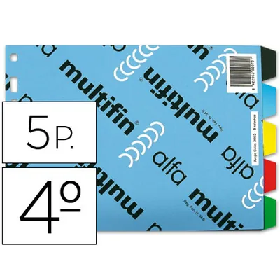 MULTIFIN Separador Multifin 3003 Plastico Cuarto Apaisado 5 Pestañas 215X155 MM