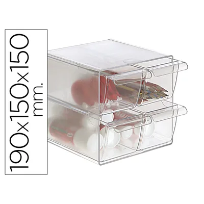 ARCHIVO 2000 Archicubo Archivo 2000 4 Cajones Organizador Modular Plastico 190X150X150 MM Incluye 2 Clips de Sujecion