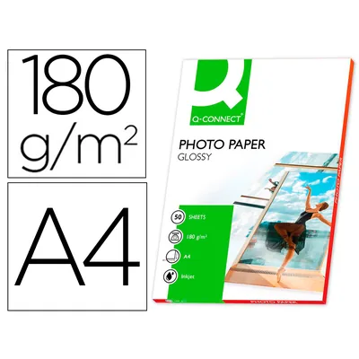 Q-CONNECT Papel Q-Connect Foto Glossy DIN A4 Alta Calidad Digital Photo para Ink-jet Bolsa de 50 Hojas de 180 GR