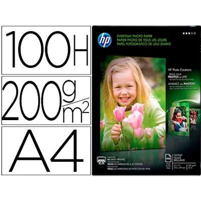 HP Papel Fotografico Hp DIN A4 Semi Glossy 200 GR Paquete de 100 Hojas