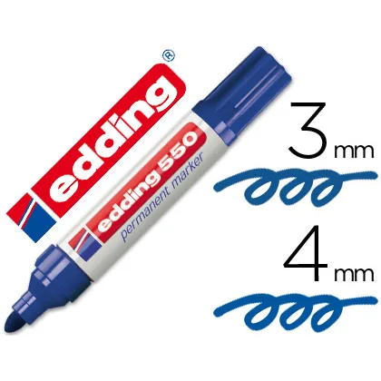 Rotulador Edding Punta Fibra Permanente 550 Azul n.3 Punta Redonda Recargable