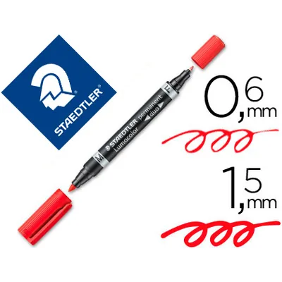 STAEDTLER Rotulador Staedtler Lumocolor Permanente Duo 348 Rojo Punta F 0,6 MM Punta M 1,5 MM