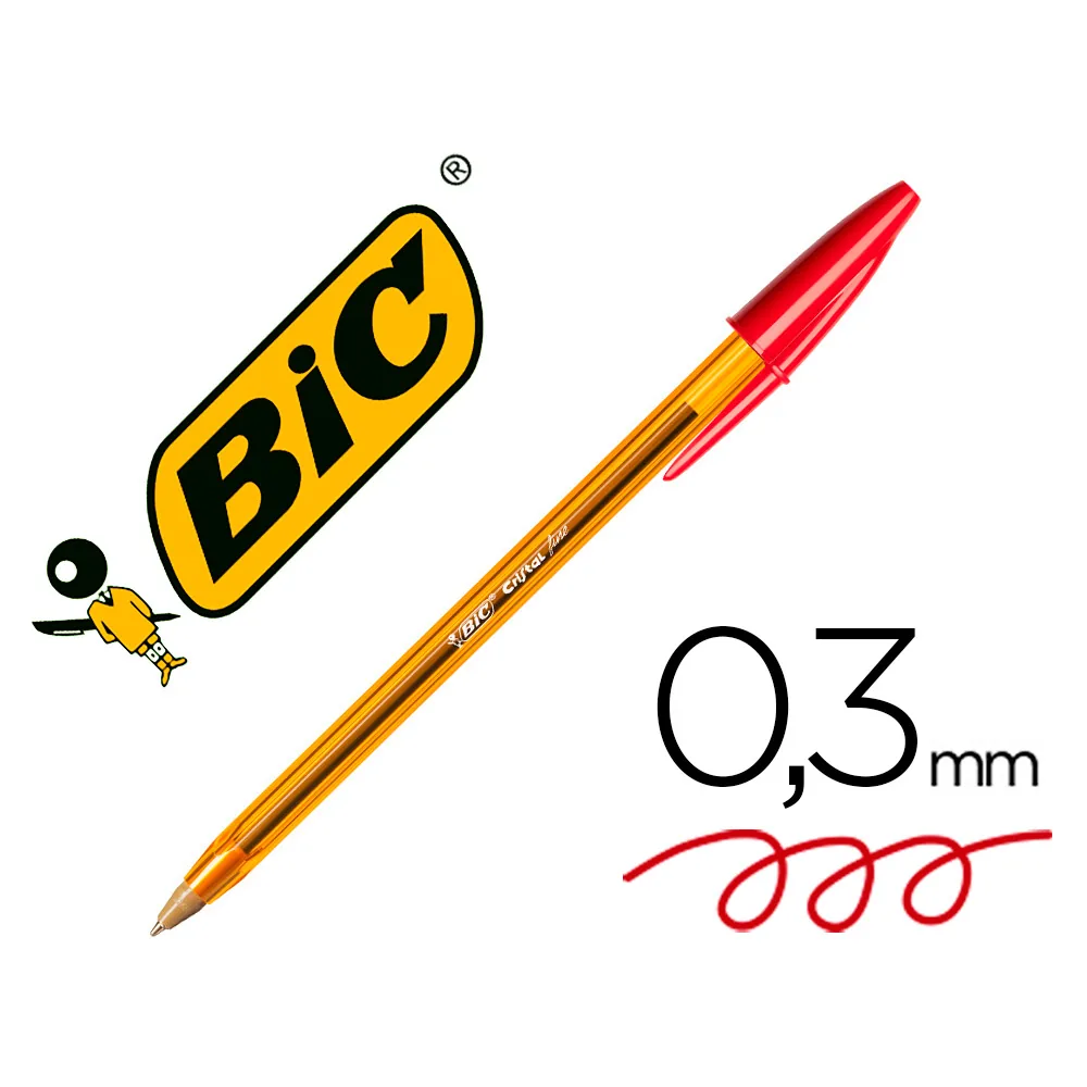 Boligrafo Bic Cristal Punta Fina Rojo